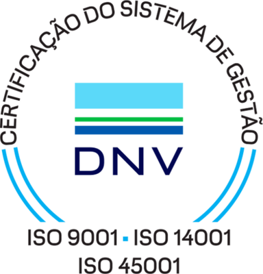 Empresa com sistema de gestão certificado pela DNV nas normas ISO 9001, ISO 14001 e ISO 45001